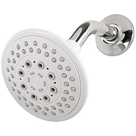 SimplyClean SPLASH Replacement Shower Head - 5 Water Spray Settings - White Finish