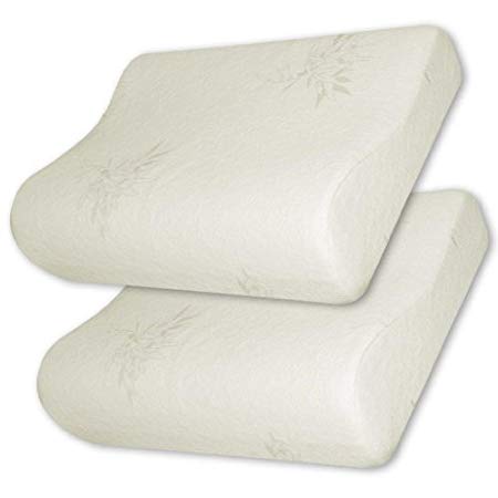 Memory Foam Contour Pillow with Premium Natural Rayon - 2pcs SET