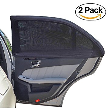 Proteove Car Window Sun Shades Universal Fit Car Sun Shade For Rear Side Window, Blocking over 98% of Harmful UV Rays and Protect Your Baby, Kids & Pet from The Sun's Glare, Pack of 2