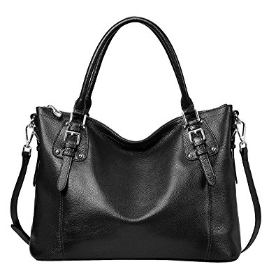 S-ZONE Women's Vintage Genuine Leather Tote Large Shoulder Bag Upgraded Version