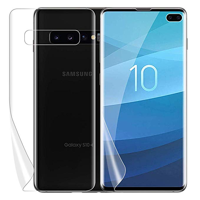 AMOVO Screen Protector for Galaxy S10 Plus/S10  (6.4'') [2Front 1Back] [Fingerprint ID Friendly] Samsung Galaxy S10 Plus Screen Protector TPU [Not Glass] S10  Case Friendly Soft Film (2Front 1Back)