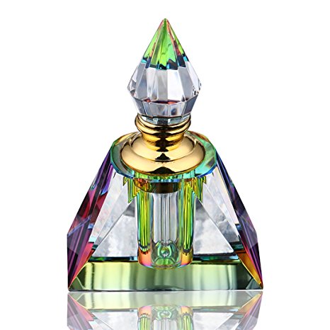 H&D Vintage Egyptian Perfume bottle Decor Refillable Mini Empty Potions Glass 3ML (Rectangular pyramid)