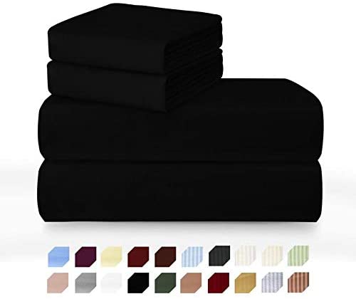 Crystal Trading 4-Piece Bed Sheet Set - Solids - Microfiber - (Twin, Black)