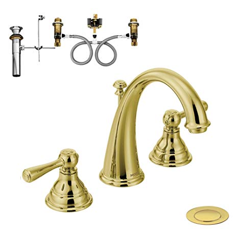 Moen KLKI-D-T6125P-2 Kingsley Two-Handle High-Arc Lavatory Faucet, Polished Brass