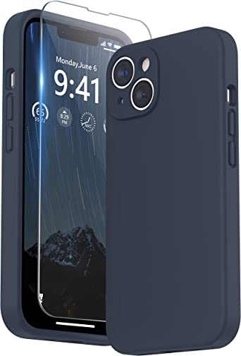 SURPHY Designed for iPhone 14 Case with Camera Protection (6.1 inch, 2022 Release), Liquid Silicone Phone Case with Soft Microfiber Lining (Midnight Blue)