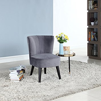 Classic and Traditional Living Room Velvet Fabric Accent Chair (Grey)