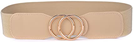 Beltox Women’s Elastic Stretch Wide Waist Belts w Double Rings Gold/Silver Buckle …