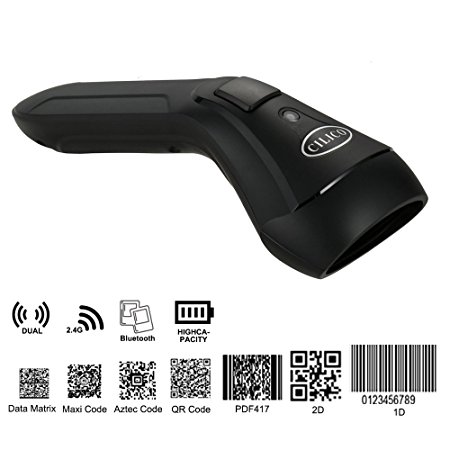 Barcode Scanner Wireless Bluetooth USB 1D 2D Reader Automatic, FREESOO UPC QR Aztec Data Matrix PDF417 Rechargeable Hand-held Bar Code Scan Gun for Laptops PC Android IOS