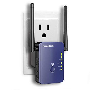 New Upgrade WiFi Extender, Prescitech 300Mbps Mini Wi-Fi Range Extender/Wireless Repeater/Internet Signal Booster with External Antennas, Compatible with Alexa, Extends WiFi to Smart Home&Alexa Device