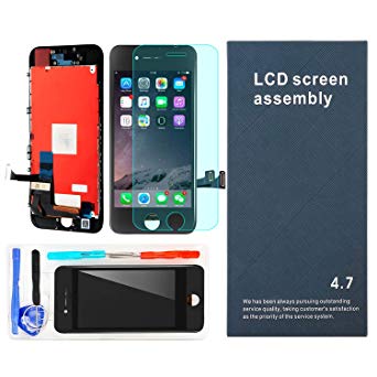 LEMANCA Replacement LCD Display Touch Screen Digitizer (3D Touch) Frame Assembly Full Set with Free Tools and Glass Screen Protector for iPhone 7 (4.7 inches) Black