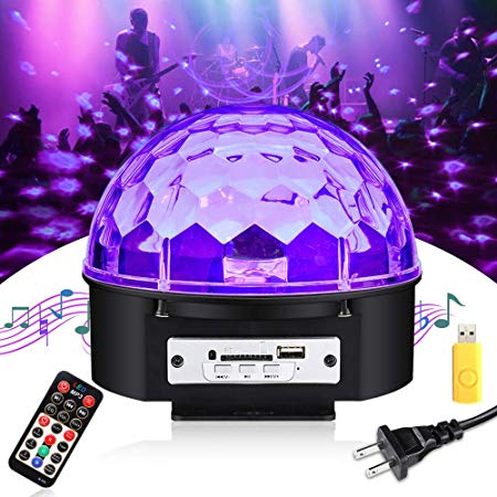 UV Black Light, SOLMORE LED Disco Ball Party Lights Strobe Light 9W Sound Activated DJ Lights Stage Lights for House Party Nightclub Karaoke Dance Wedding Birthday Bedroom Halloween Event(with Remote)