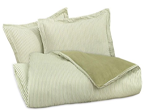 FLANNEL REVERSIBLE DUVET COVER SET by DELANNA 100% Cotton 1 Duvet Cover 86" x 86" and 2 Shams 20" x 20" (FULL/QUEEN, SAGE)