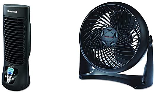 Honeywell HTF210B Quiet Set Personal Table Fan & HT-900 TurboForce Air Circulator Fan Black