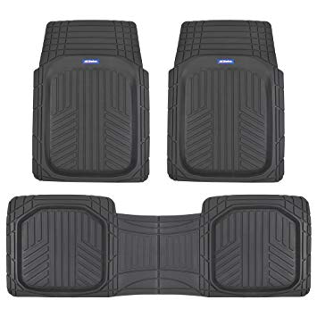 ACDelco ACOF-933-BK Deep Dish All-Climate Rubber Floor Mats-Heavy Duty Liners-3-Piece Set-Thick, Odorless & All Weather (Black)