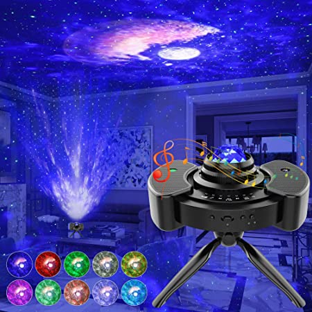 Star Projector, Night Light Projector with Stereo Speaker, Star Sky Light with Bluetooth Music Control, 14 Lighting Modes&Brightness Adjustment Starry Projector for Kids Bedroom/Game Room/Home Theatre