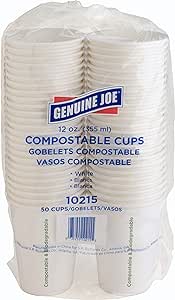Genuine Joe GJO10215 Compostable Paper Cups-12 oz-50/Pack-White
