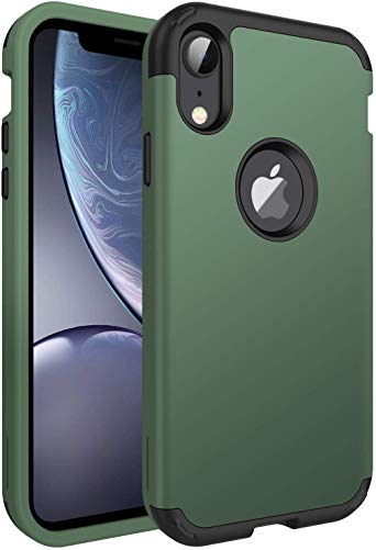 iPhone XR Cases, iPhone XR Phone Case, BENTOBEN 3 in 1 Heavy Duty Rugged Hybrid Solid Hard PC Cover Soft Silicone Bumper Impact Resistant Shockproof Protective Case for iPhone XR 6.1", Dark Green