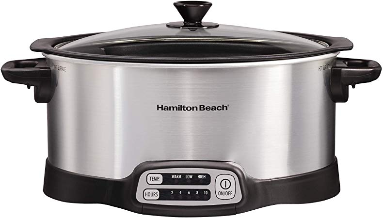 Hamilton Beach Programmable Slow Cooker, Stovetop Sear & Cook, 6 Quarts, Silver (33662),