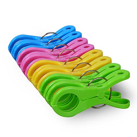 Ecrocy 8 Pack Double Thickness Jumbo Size Beach Towel Clips for Beach Chairs Or Lounge Chair - Keep Your Towel From Blowing Away,clothes Lines & Keep Your Clothes Hangers From Blowing Away