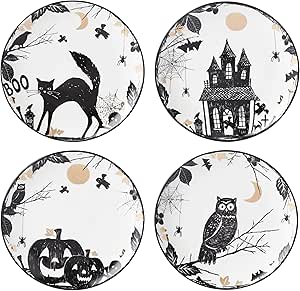 Lenox 896871 Vintage Halloween Haunted Accent Plates, Set of 4, Assorted, Halloween