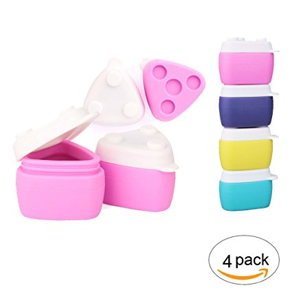 HAL Silicone Travel Containers, Cosmetic Case With Sealed Lids Pack of 4, 30ml Soft Silicone - BPA Free, Great for Home and Outdoor