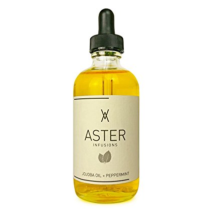 PEPPERMINT   JOJOBA OIL INFUSION Organic Cold-Pressed Golden Essential Oil All Natural Blend Moisturizer for Skin, Body, Hair, Nail Care with Aromatherapy Benefits by Aster Infusions