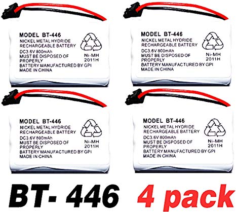 Electronix Plus BT-446 DC3.6 Volt 800MAH Rechargeable Batteries For Uniden Cordless Phones - 4 Pack