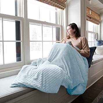 Sophia & William Weighted Blanket | Free Minky Cover Incluede, 36"x48", 5 lbs, Light Blue, Cotton