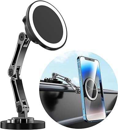 Fit for Magsafe Car Mount Long Adjustable Arm Magnetic Phone Holder for Car 360° Rotation Magnetic Car Phone Holder for iPhone Dashboard Cell Phone Mount for iPhone 15 14 13 12 Pro Max All Phones