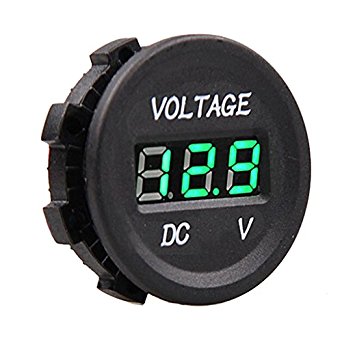 MICTUNING WATERPROOF Voltmeter 12-24V DC LED Digital Display Vm Universal for Automobiles Motorcycle Truck Boat Marine - Green