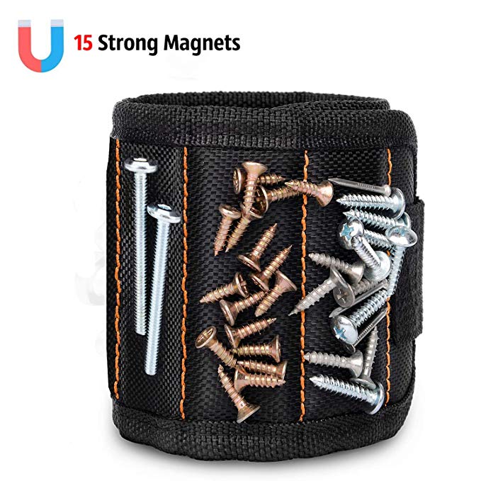 [Upgraded] Magnetic Wristband, Foxroar 15 Strong Magnets Magnetic Wrist Band Tool Belt for Holding Screws, Nails, Drill Bits Father Day Gift Tool Band for Men, DIY Handyman, Husband,Boyfriend