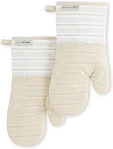 KitchenAid Albany Oven Mitt 2-Pack Set, Milkshake, 7"x13"