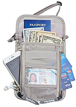 Hopsooken Travel Neck Pouch Passport Holder with Rfid Blocking, Use As Travel Wallet or Hidden Wallet - Protect Your Money, Passport, Credit Cards, Cell Phone and Documents,6 Pockets