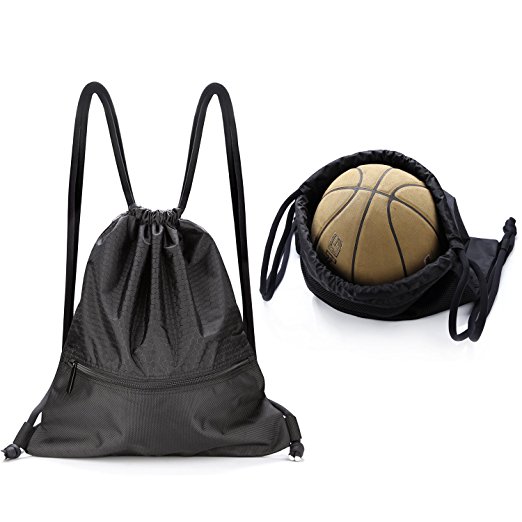 VASKER Large Drawstring Bag Water Resistant Gym Sackpack with Pockets 5 Colors for Choice