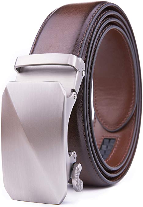 Men's Slide Ratchet and Reversible Belt, Handcrafted Leather, Trim to Fit