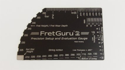 FretGuru 2 Precision 8-in-1 Guitar String Action Gauge Fret Rocker Setup and Evaluation Pro Luthier Tool guitarist gift *BLACK DIAMOND* [Advanced new design shipping now] See description for free handmade leather case