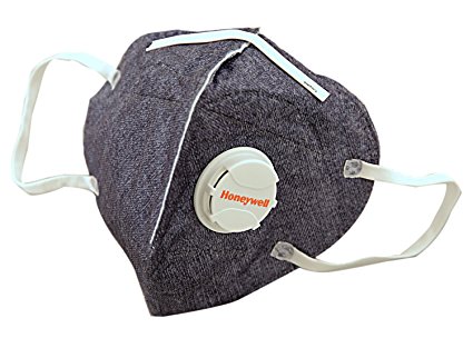 Honeywell PM 2.5 Anti Pollution Foldable Face Mask with Easy Exhalation Valve, Dark Blue Printed, Box of 5