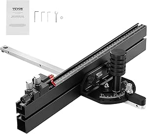 VEVOR Precision Miter Gauge, Standard Slot 3/4'' x 3/8'', Aluminum Alloy Table Saw Miter Gauge with 18 in Grating 15 Angle Stops Adjustable Spring Loaded Plunger and Removable Disc, for Woodworking