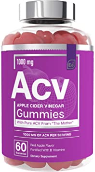 Apple Cider Vinegar Gummies from The Mother - All-Natural, Vegan ACV with Folic Acid and Vitamin B6 & B12 | by Essential Elements - 60 Count