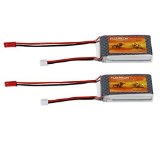 2 Packs Floureon 74V 1000mAh 2S 20C Li-Polymer Lipo RC Battery Pack with JST Plug Connector for RC Airplane Remote Control