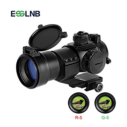 ESSLNB Airsoft Red Dot Sight Scope 5 Brightness Settings Rifle Scope with 20mm/22mm Weaver/Picatinny Rail Mount and Flip-Up Covers for Hunting