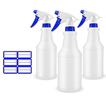 Plastic Spray Bottles (24Oz,3 Pack) Sprayer Empty Bottles Leak Proof Water Fine Mist No Leak and Clog for Cleaning Solutions Bathroom/Kichen/Commercial /Residentia,Blue