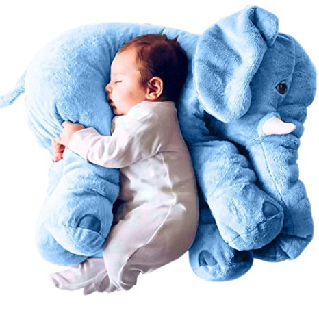 BA Baby Kids Children Toddler Soft Plush Elephant Sleep Pillow Lumbar Cushion Toys (blue)
