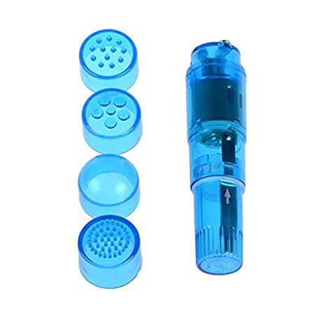 Lifetop Hot Portable Mini  Beauty  Massagers Travel Pocket Rockets w/ 4 Heads (Blue)