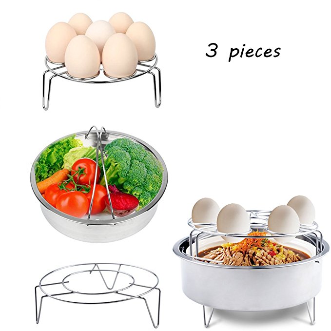 JOYORUN Instant Pot Accessories Steamer Basket, Egg Steamer Steamer Rack with Mini Finger Cover Fits Instant Pot 5,6,8 qt Pressure Cooker, Stainless Steel, 3 Pieces ¡­