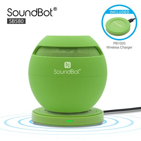 SoundBot SB580 Qi Charged Bluetooth 4.0 Wireless Speaker Inductive Charge Enabled   PowerBot PB1020 Wireless Qi Charger Charging Pad w/ Built-in Mic, 5Hrs Playback Time, NFC, Sensory Touch Control