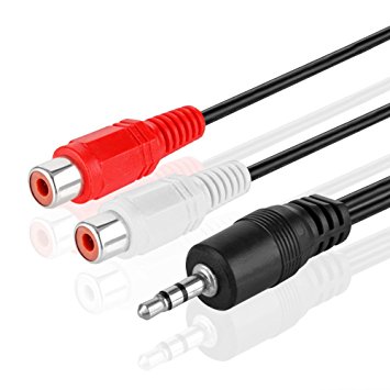 TNP 3.5mm to RCA Audio Cable Adapter (10 inch) - Bi-Directional AUX Auxiliary Male Headphone Jack Plug Y Splitter to Left / Right Stereo 2RCA Female Connector Wire Cord