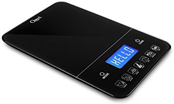 Ozeri Touch III 22-Pound (10 Kg) Digital Kitchen Scale with Calorie Counter, in Black Tempered Glass