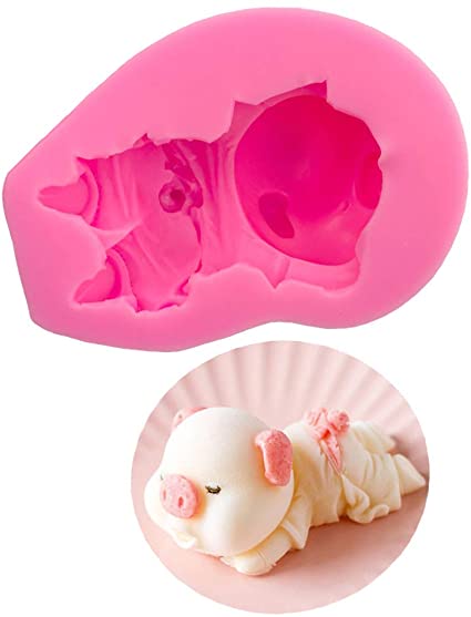 Cute Baby Pig Shape Silicone Cake Mold Fondant Baking Mold Pudding Candy Making Silicone Mold for Cake Decorating Tool Chocolate Cookie Dessert Cupcake Topper