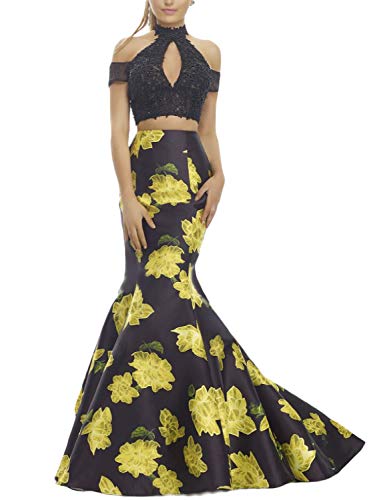 YSMei Women's Floral Print Prom Party Dress Long Mermaid A Evening Dress YFP16